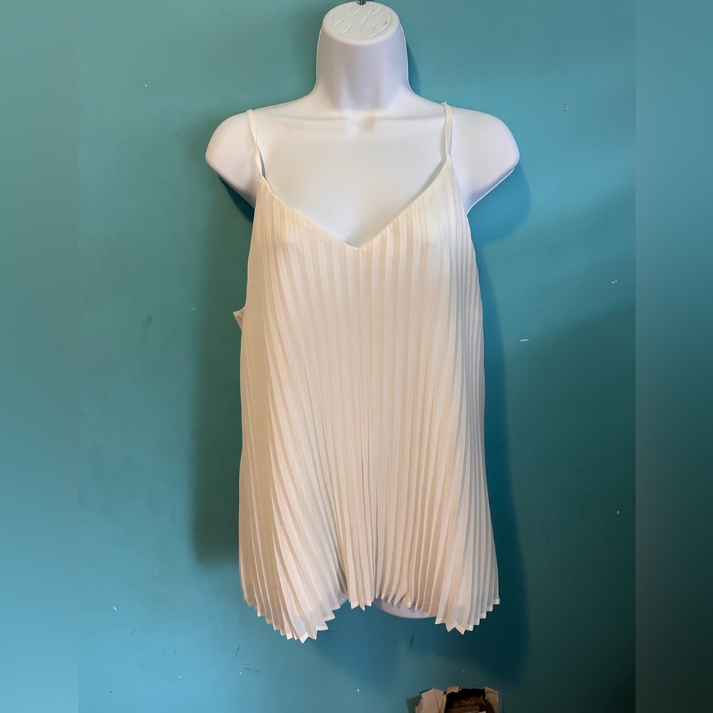 White pleated summer shirt with spaghetti straps